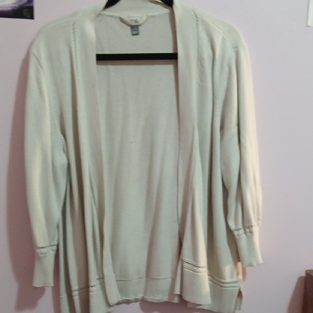 Terra & Sky Women's Cream Open Front Cardigan